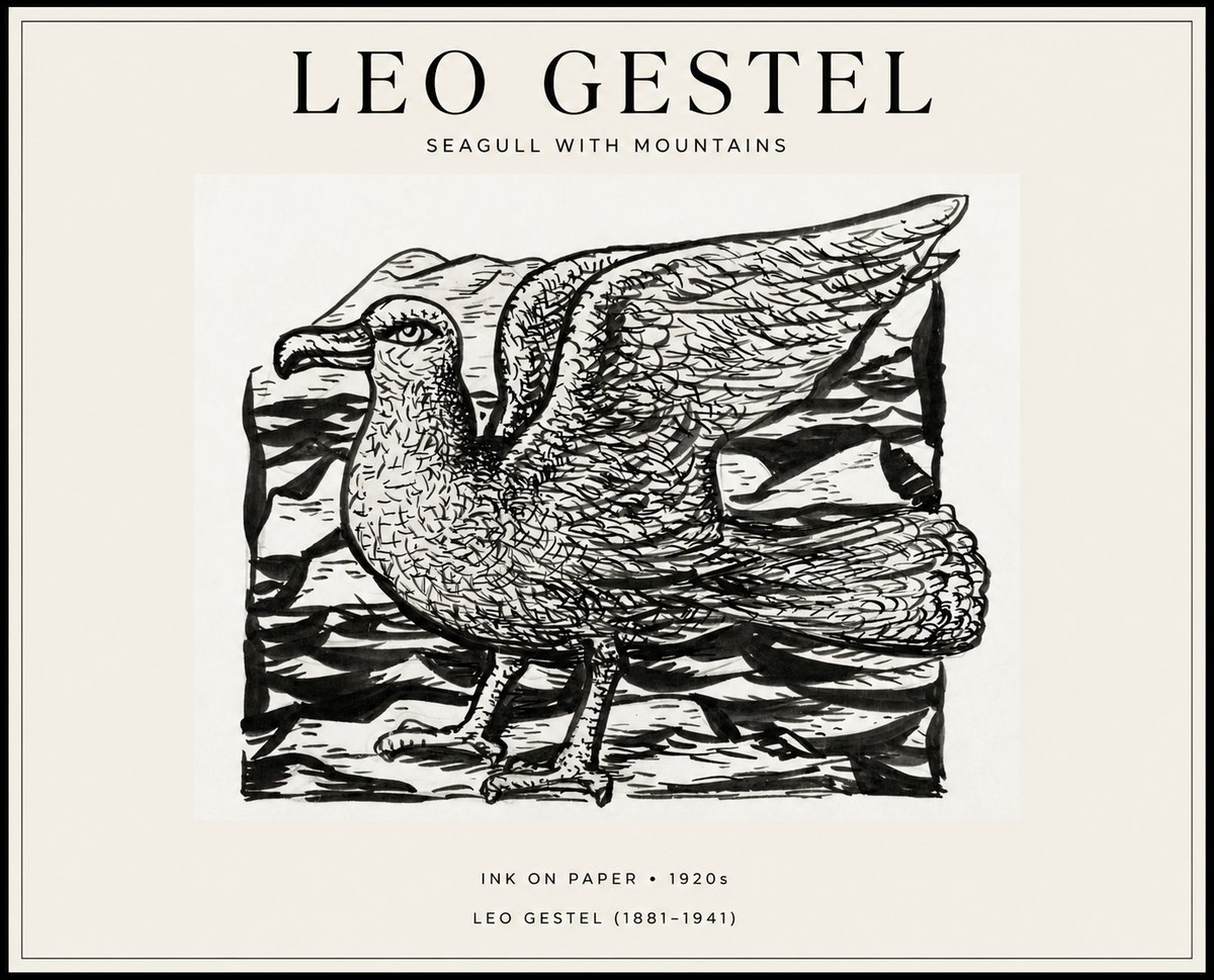 Leo Gestel Seagull with Mountains No1 - Juliste