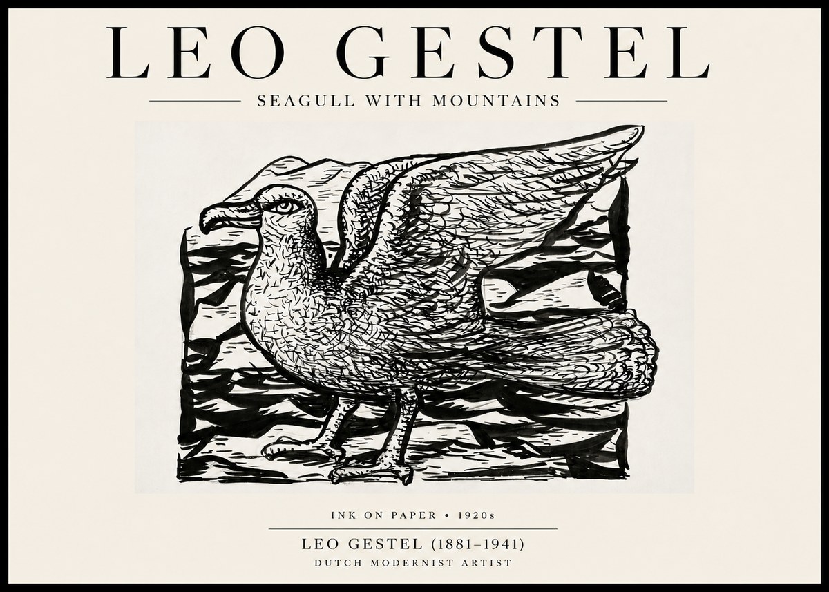 Leo Gestel Seagull with Mountains No6 - Juliste