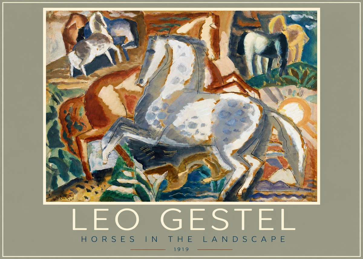 Leo Gestel Horses in the Landscape No2 - Juliste
