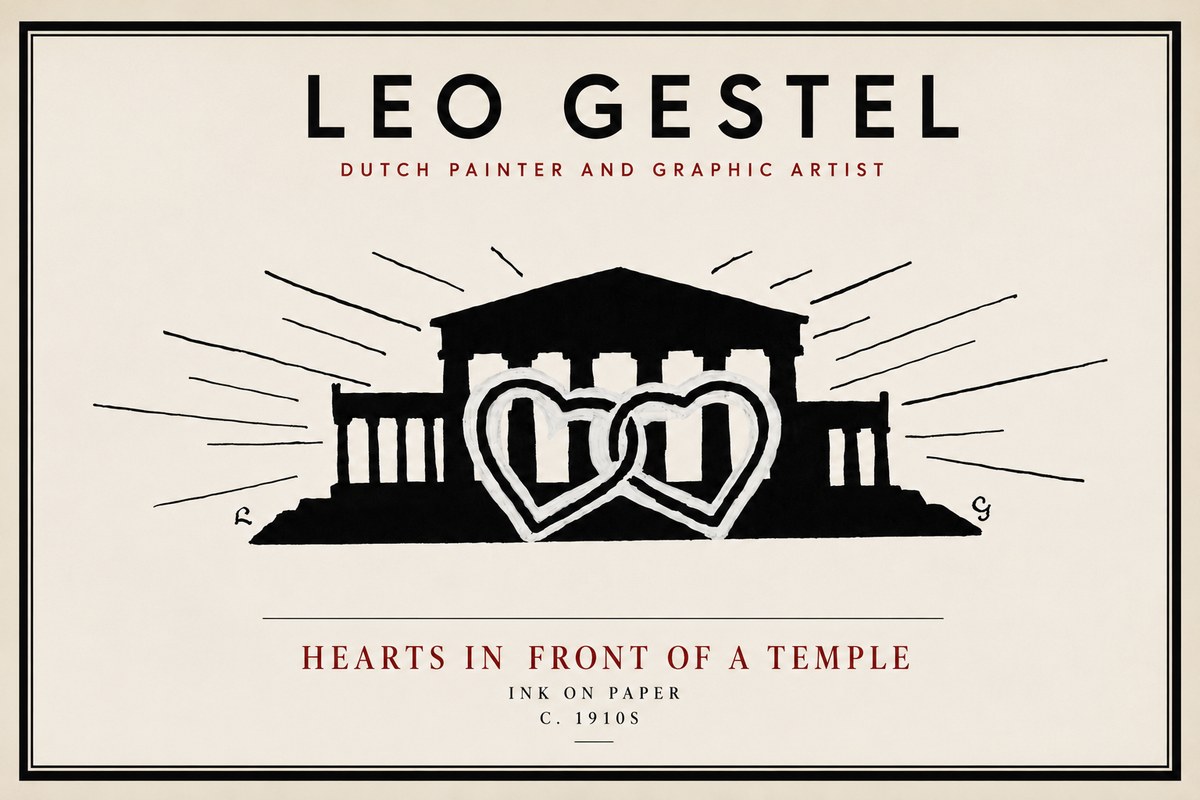 Leo Gestel Hearts in Front of a Temple No4 - Juliste