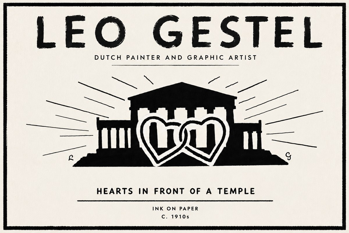 Leo Gestel Hearts in Front of a Temple No6 - Juliste