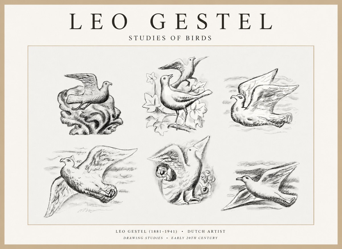 Leo Gestel Studies of Birds No1 - Juliste