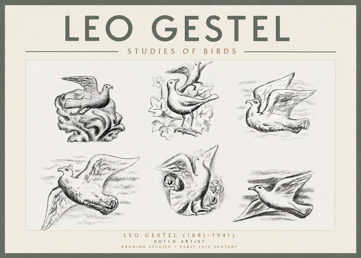 Leo Gestel Studies of Birds No3 - Juliste