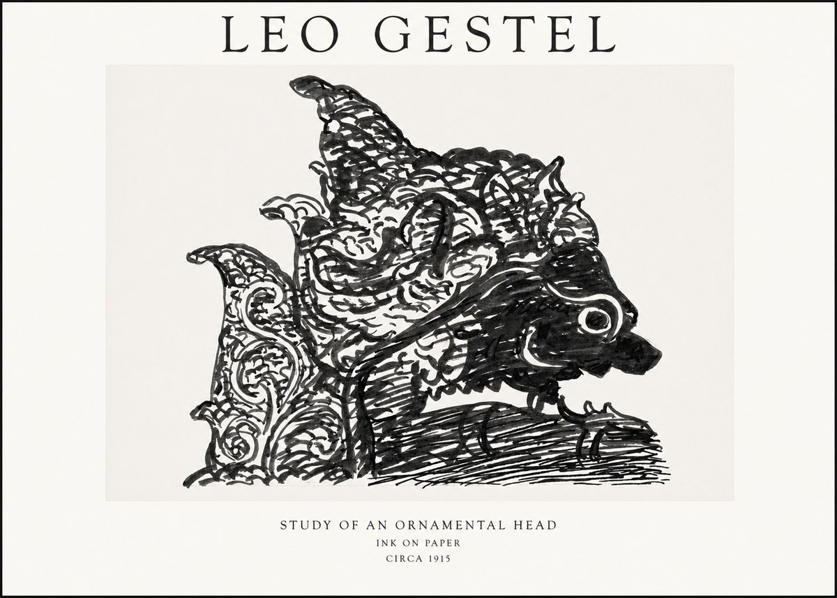 Leo Gestel Study of an Ornamental Head No1 - Juliste