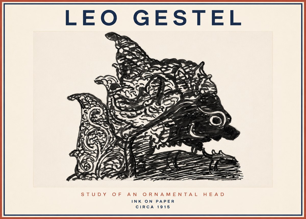 Leo Gestel Study of an Ornamental Head No2 - Juliste