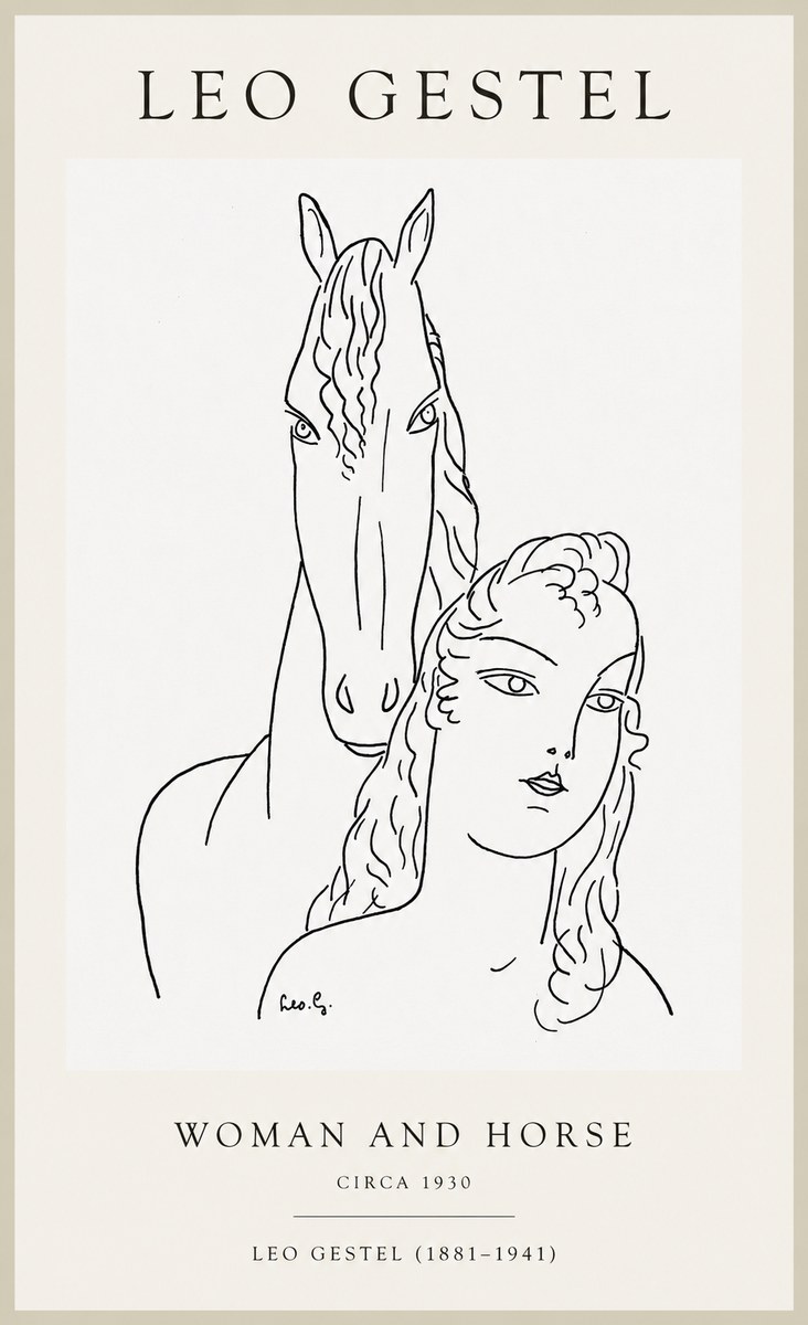 Leo Gestel Woman and Horse No1 - Juliste