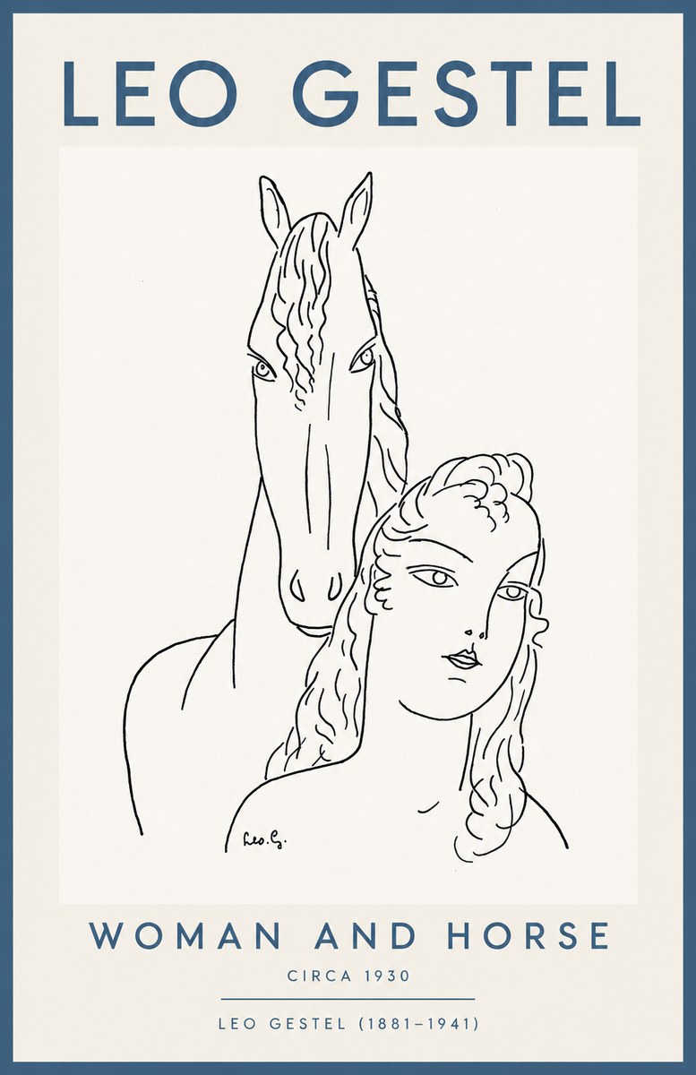 Leo Gestel Woman and Horse No2 - Juliste
