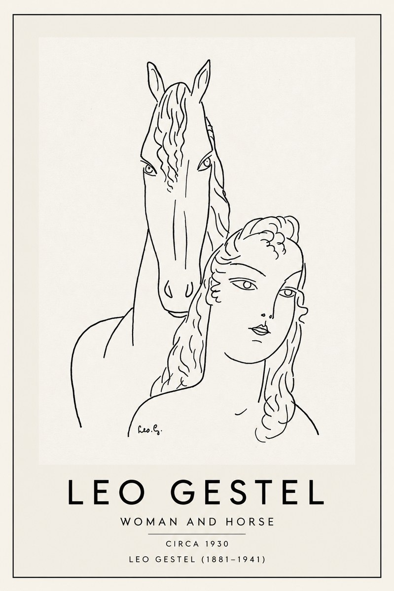 Leo Gestel Woman and Horse No3 - Juliste