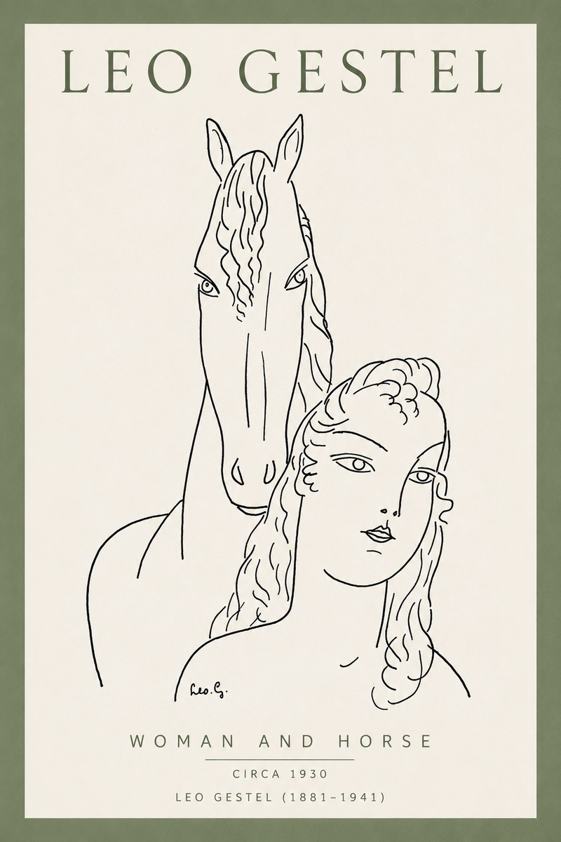 Leo Gestel Woman and Horse No4 - Juliste