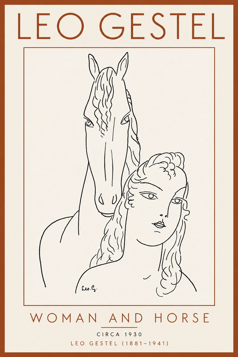 Leo Gestel Woman and Horse No5 - Juliste