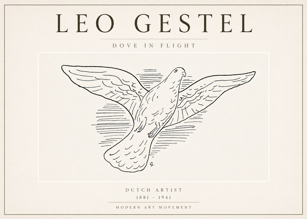 Leo Gestel Dove in Flight No3 - Juliste