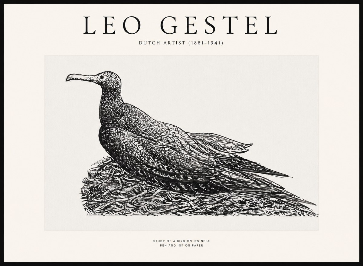 Leo Gestel Study of a Bird on Its Nest No1 - Juliste