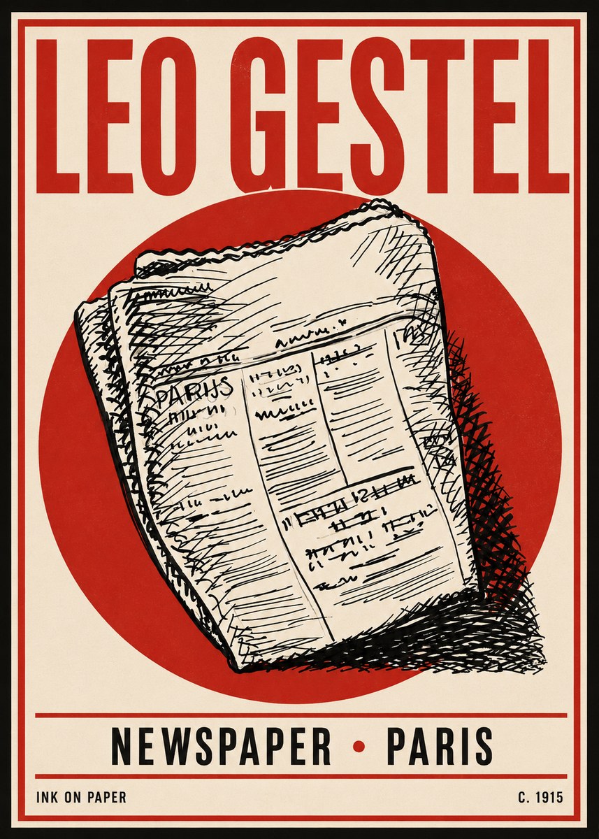 Leo Gestel Newspaper - Paris No4 - Juliste