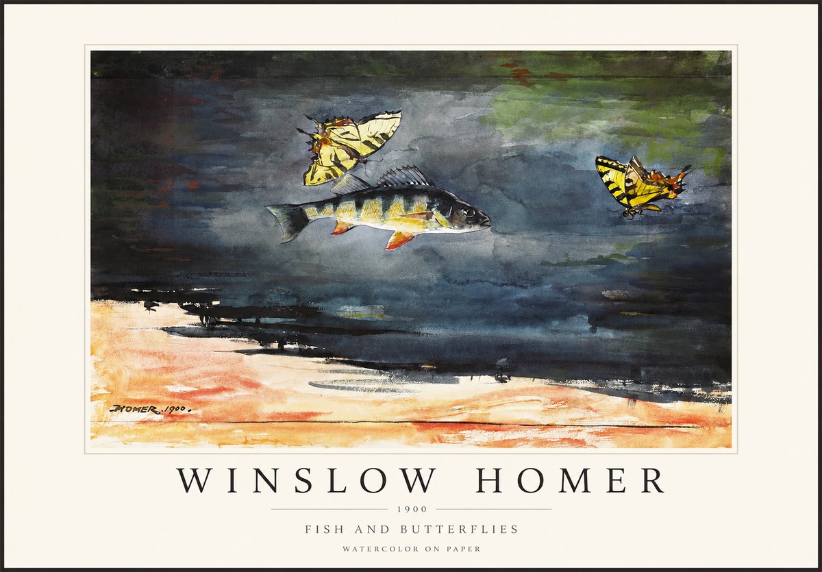 Winslow Homer Fish and Butterflies No1 - Juliste