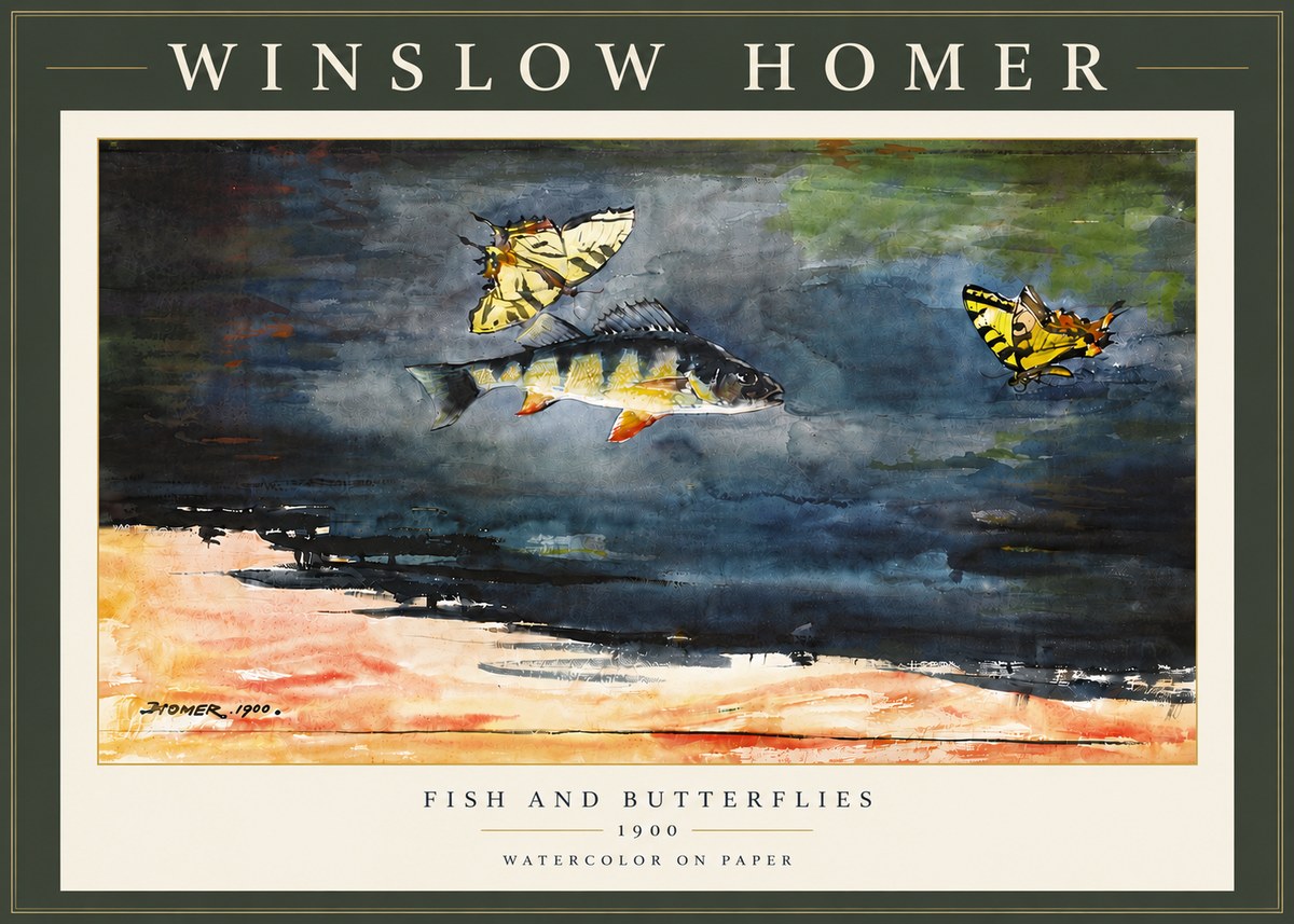 Winslow Homer Fish and Butterflies No6 - Juliste