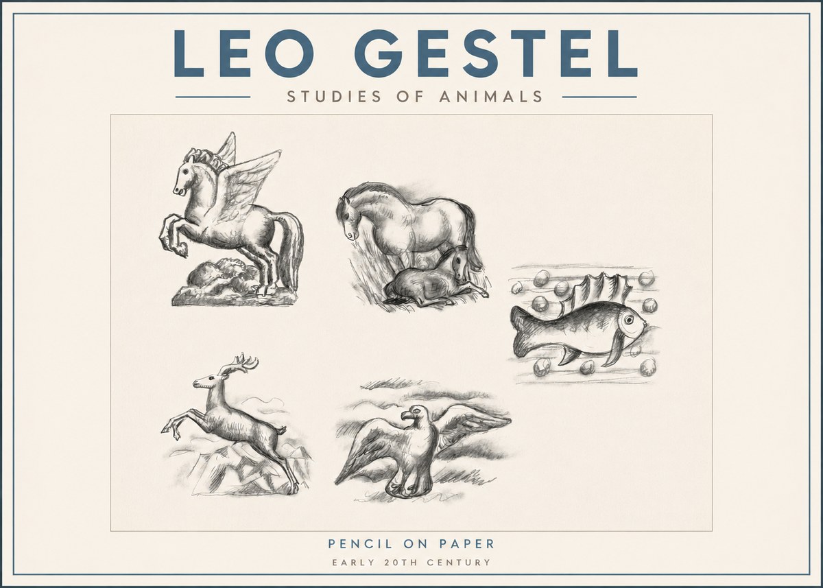 Leo Gestel Studies of Animals No2 - Juliste