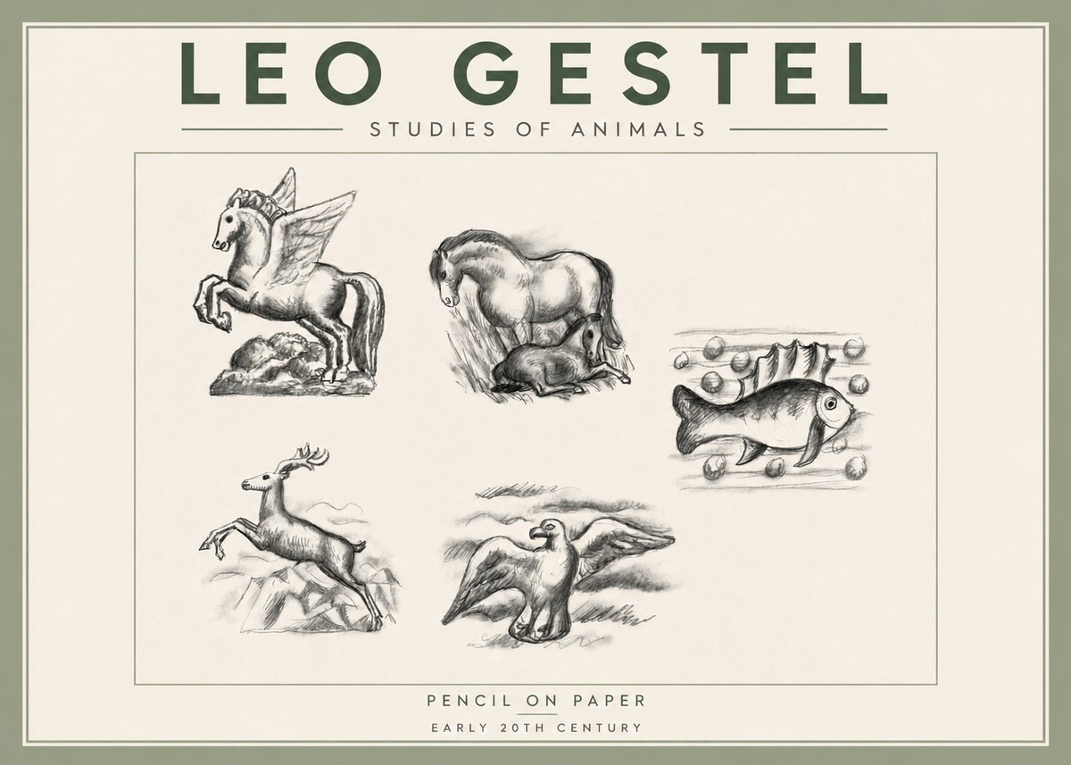 Leo Gestel Studies of Animals No3 - Juliste