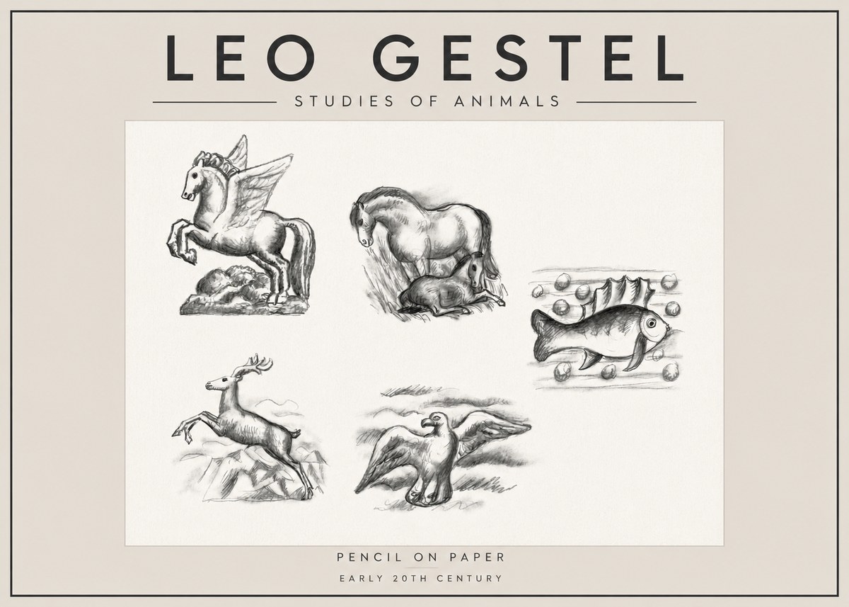 Leo Gestel Studies of Animals No4 - Juliste