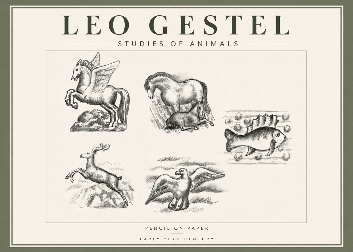 Leo Gestel Studies of Animals No5 - Juliste