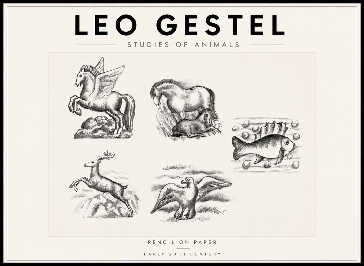 Leo Gestel Studies of Animals No6 - Juliste