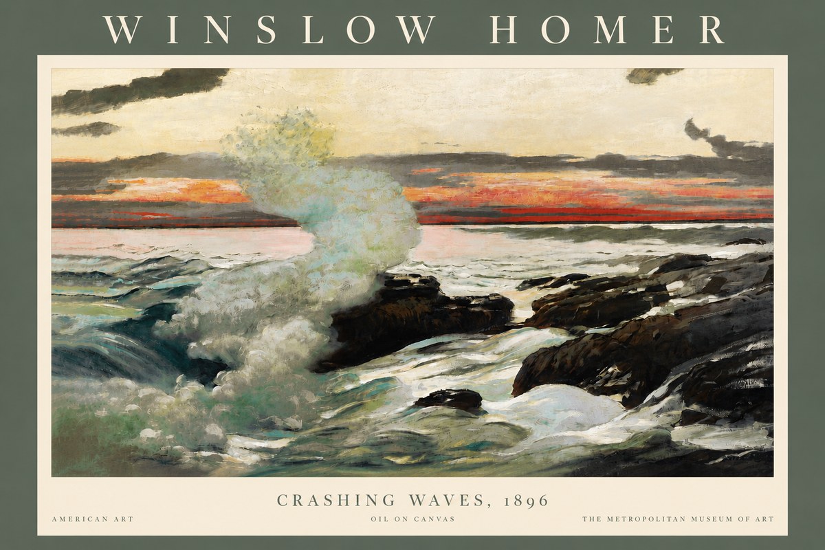 Winslow Homer Crashing Waves, 1896 No4 - Juliste