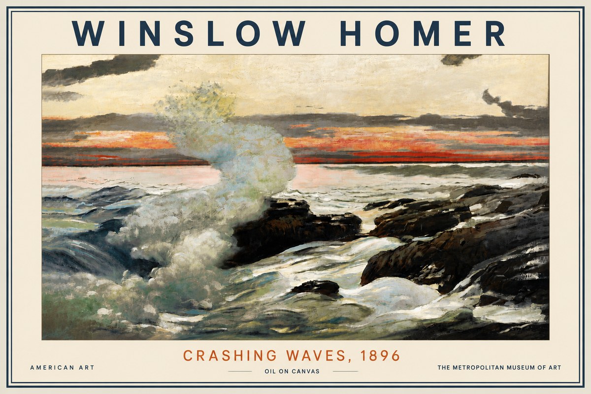 Winslow Homer Crashing Waves, 1896 No5 - Juliste