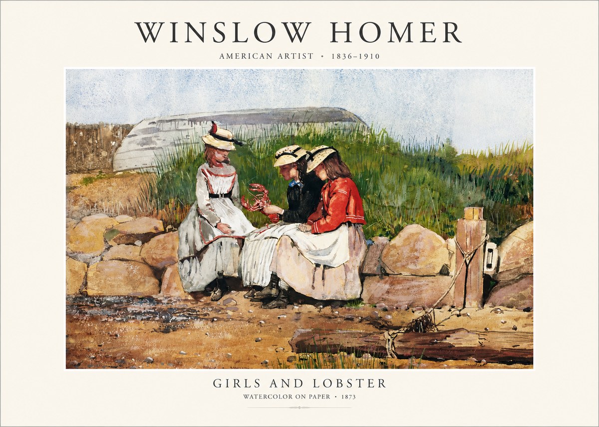 Winslow Homer Girls and Lobster No1 - Juliste