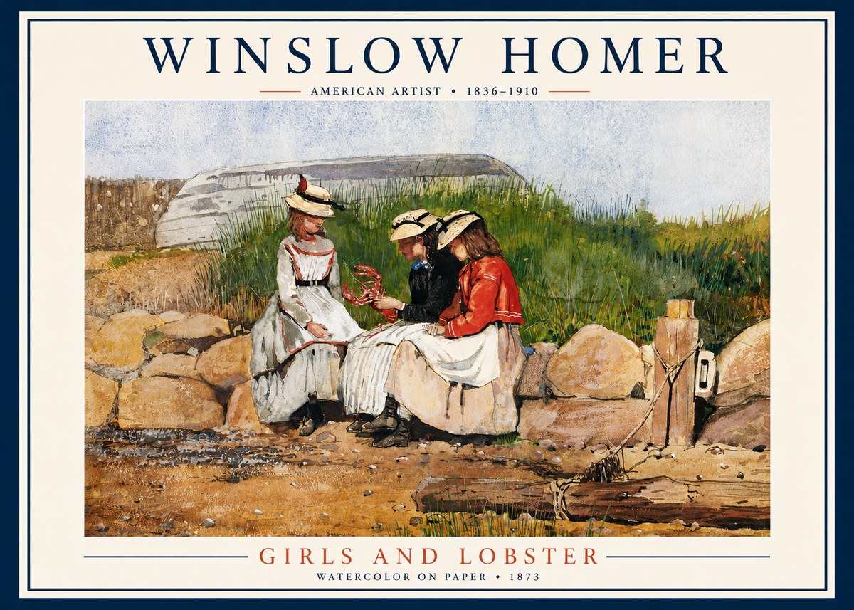 Winslow Homer Girls and Lobster No3 - Juliste