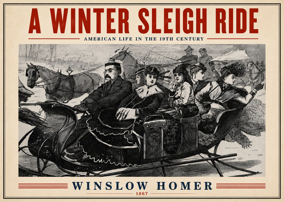 Winslow Homer A Winter Sleigh Ride - American Life in the 19Th Century No4 - Juliste