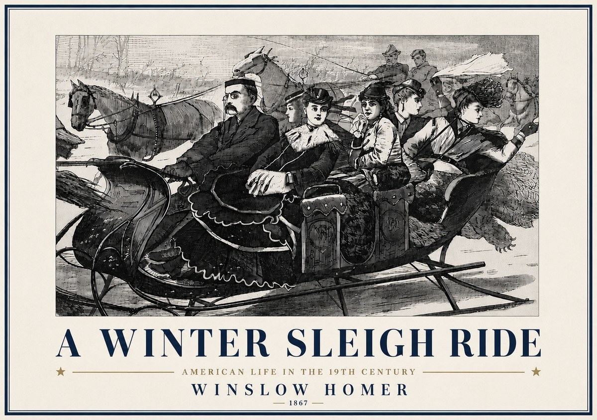 Winslow Homer A Winter Sleigh Ride - American Life in the 19Th Century No6 - Juliste