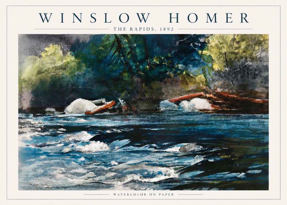 Winslow Homer The Rapids No6 - Juliste