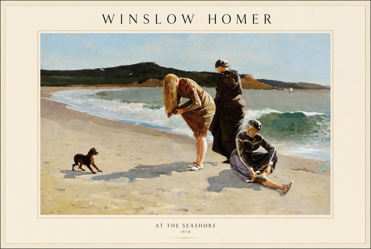 Winslow Homer At the Seashore No1 - Juliste
