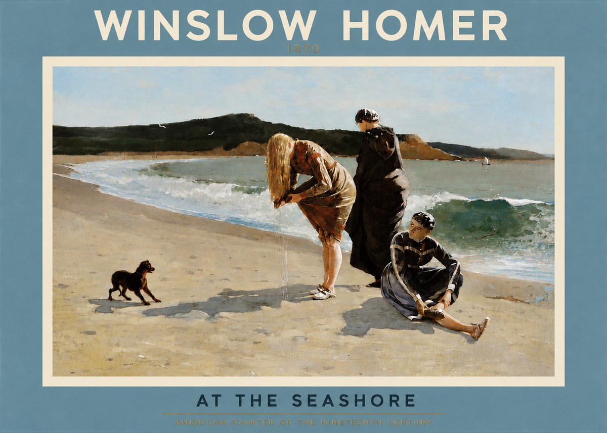 Winslow Homer At the Seashore No5 - Juliste