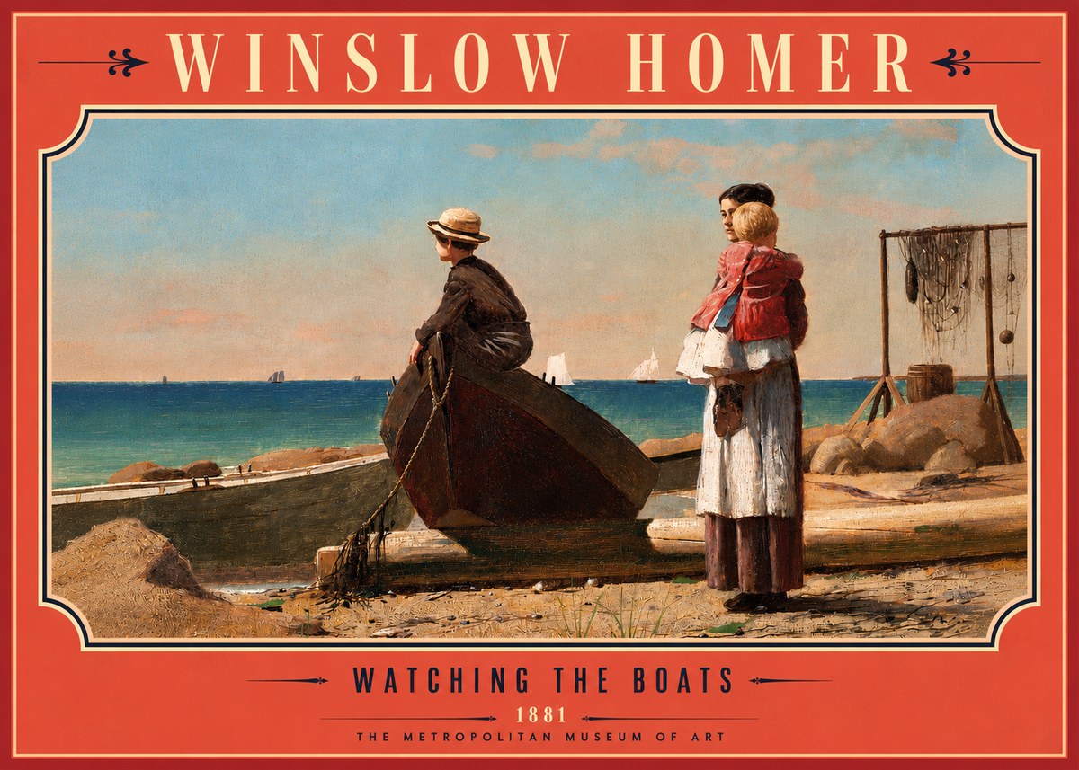 Winslow Homer Watching the Boats, 1881 No4 - Juliste
