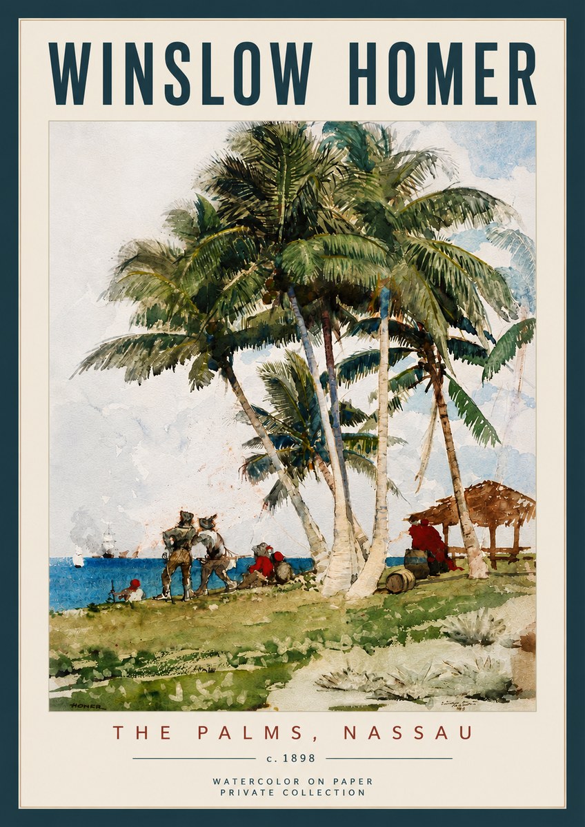 Winslow Homer The Palms, Nassau No6 - Juliste