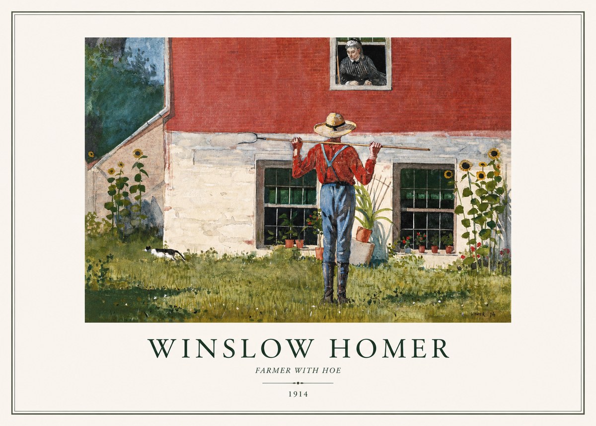 Winslow Homer Farmer with Hoe No1 - Juliste