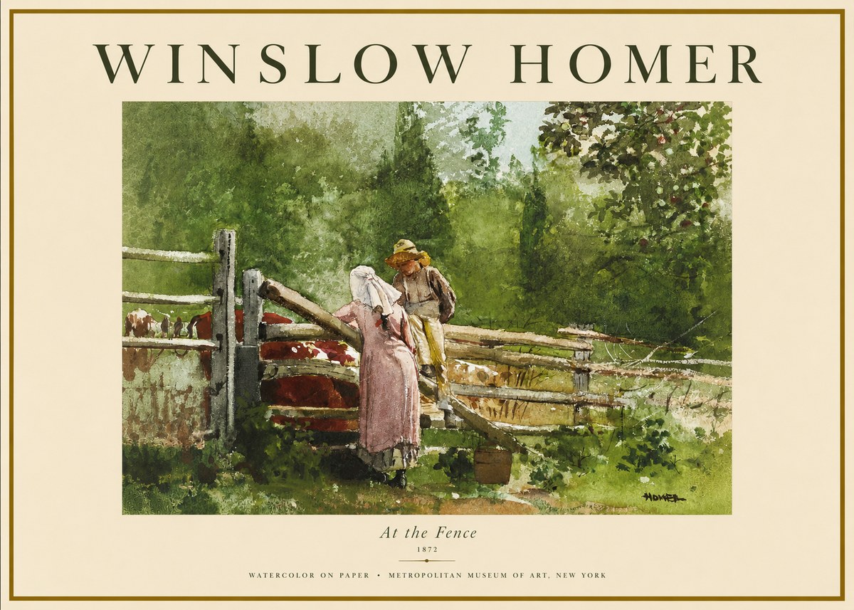 Winslow Homer At the Fence No2 - Juliste