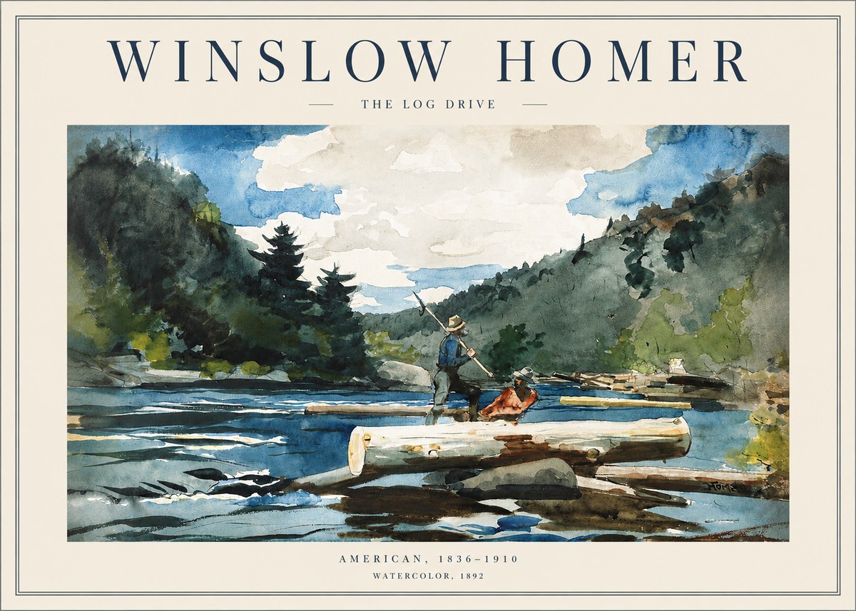 Winslow Homer The Log Drive No2 - Juliste