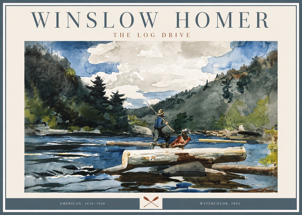 Winslow Homer The Log Drive No3 - Juliste