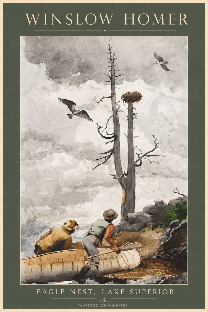 Winslow Homer Eagle Nest, Lake Superior No3 - Juliste
