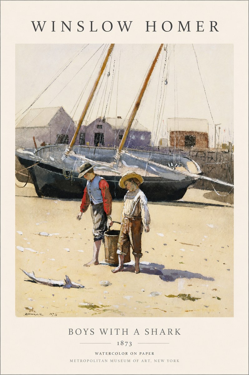 Winslow Homer Boys with a Shark No1 - Juliste