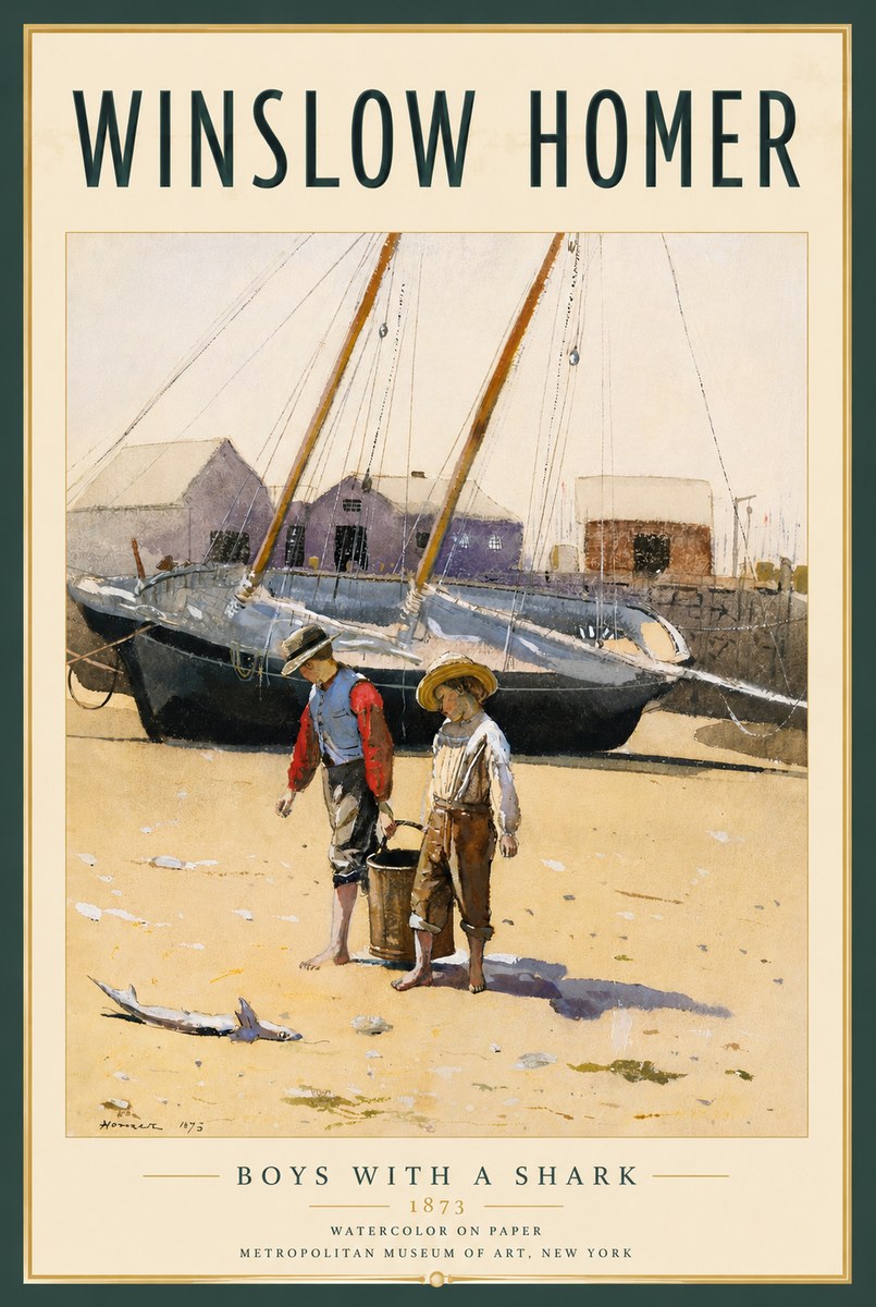 Winslow Homer Boys with a Shark No4 - Juliste