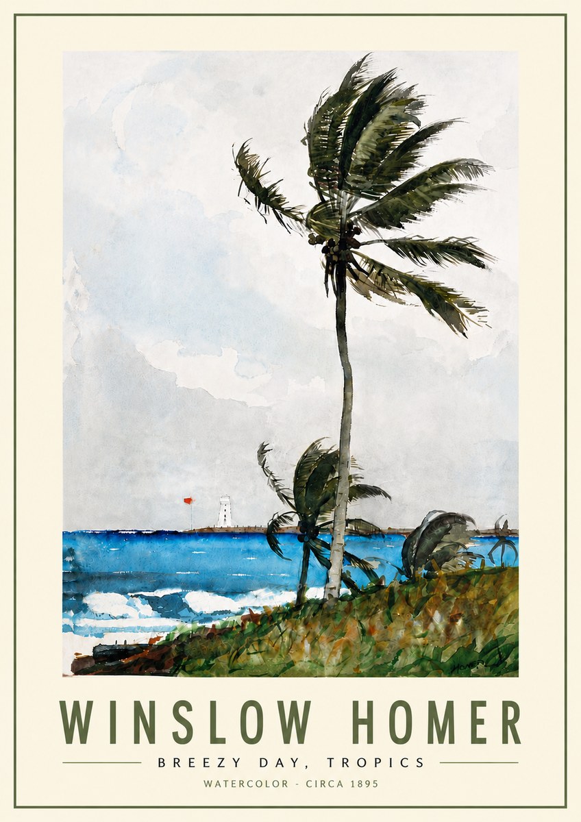 Winslow Homer Breezy Day, Tropics No5 - Juliste