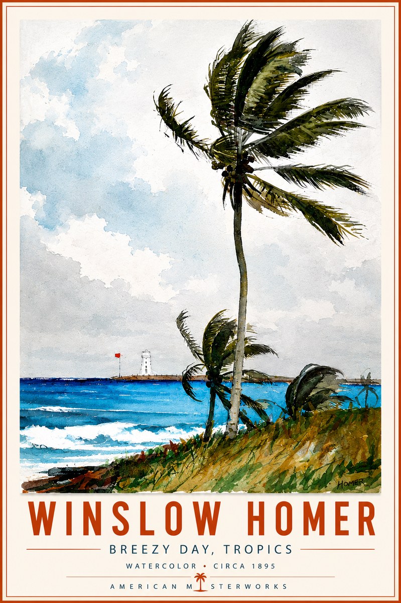 Winslow Homer Breezy Day, Tropics No6 - Juliste