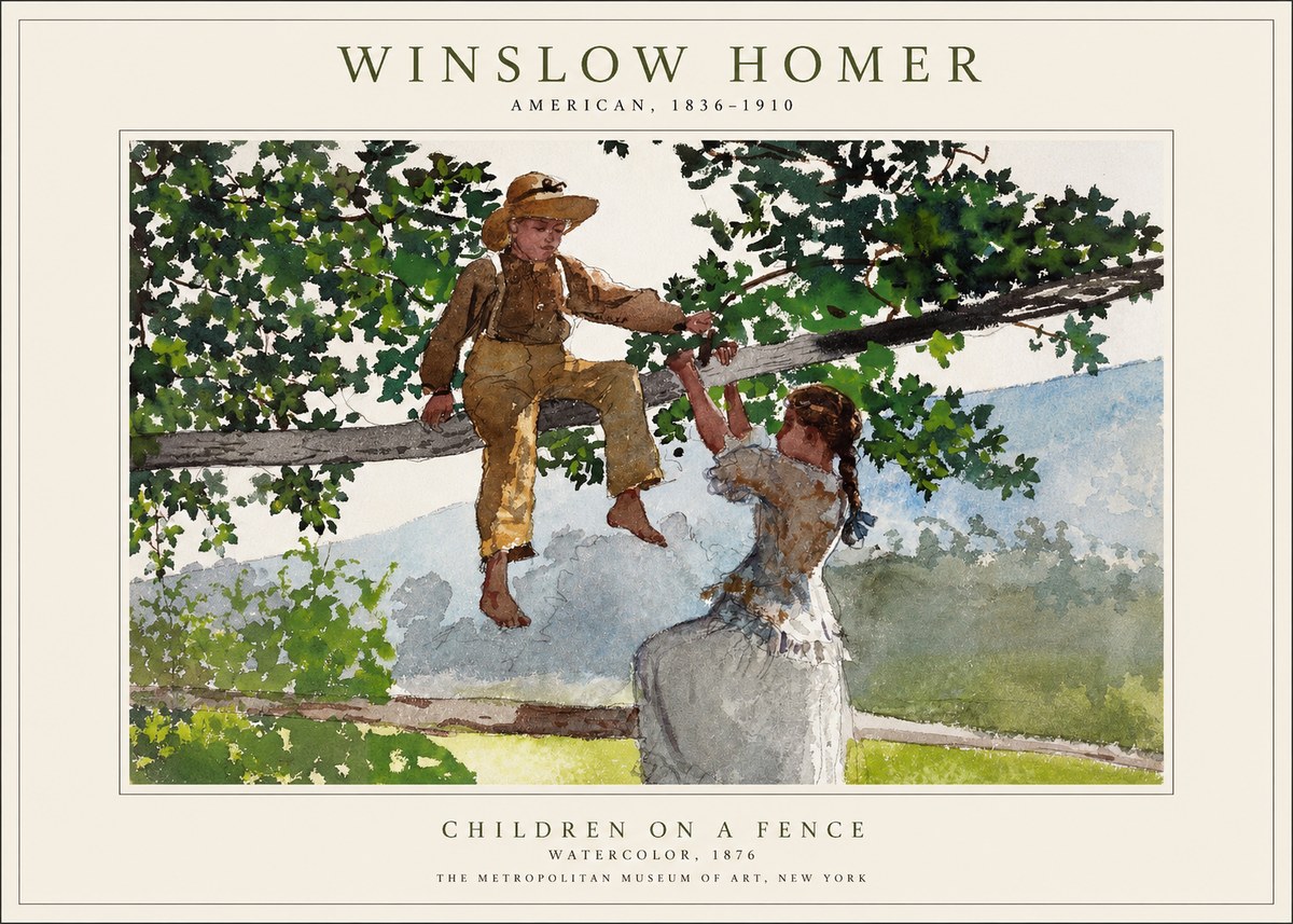 Winslow Homer Children on a Fence No1 - Juliste