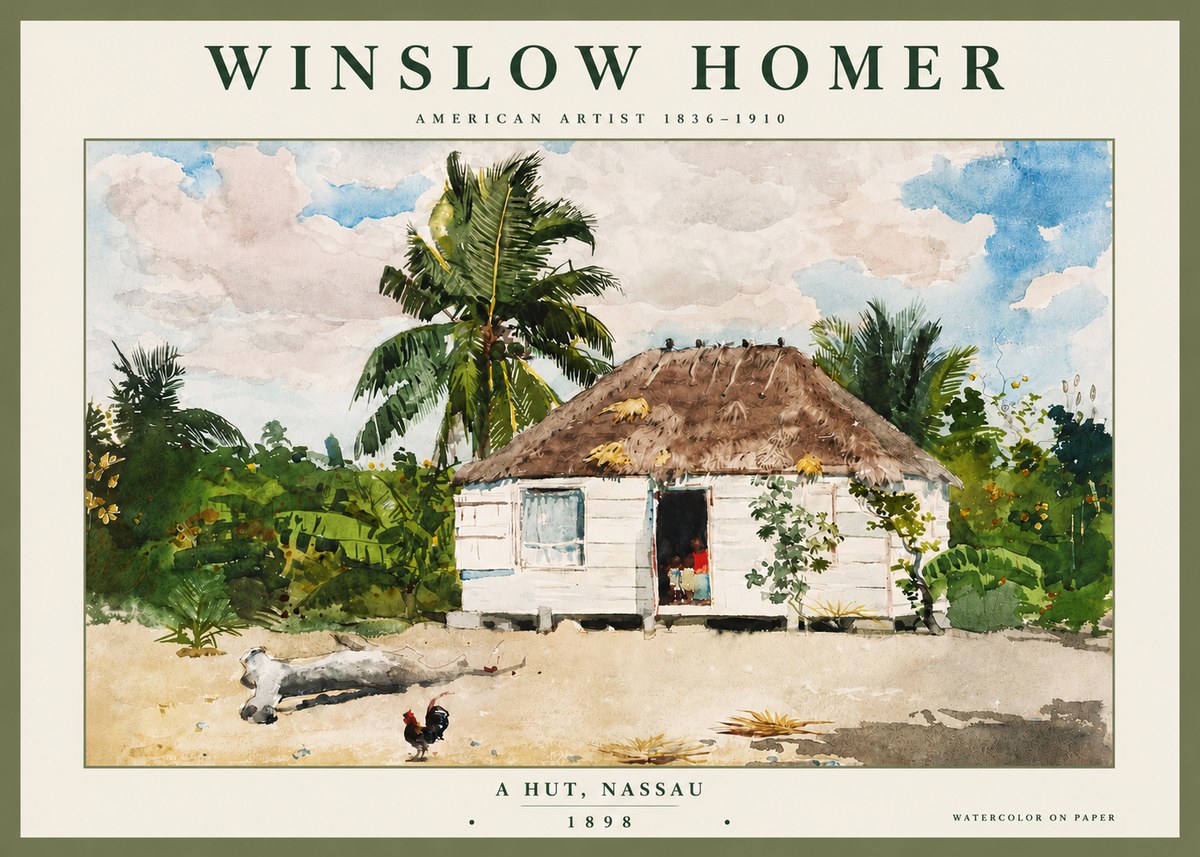Winslow Homer A Hut, Nassau No4 - Juliste