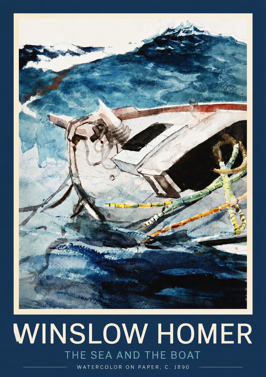 Winslow Homer The Sea and the Boat No2 - Juliste