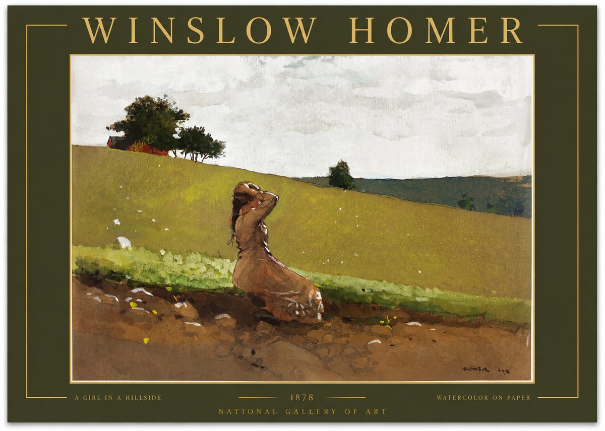 Winslow Homer A Girl in a Hillside No2 - Juliste