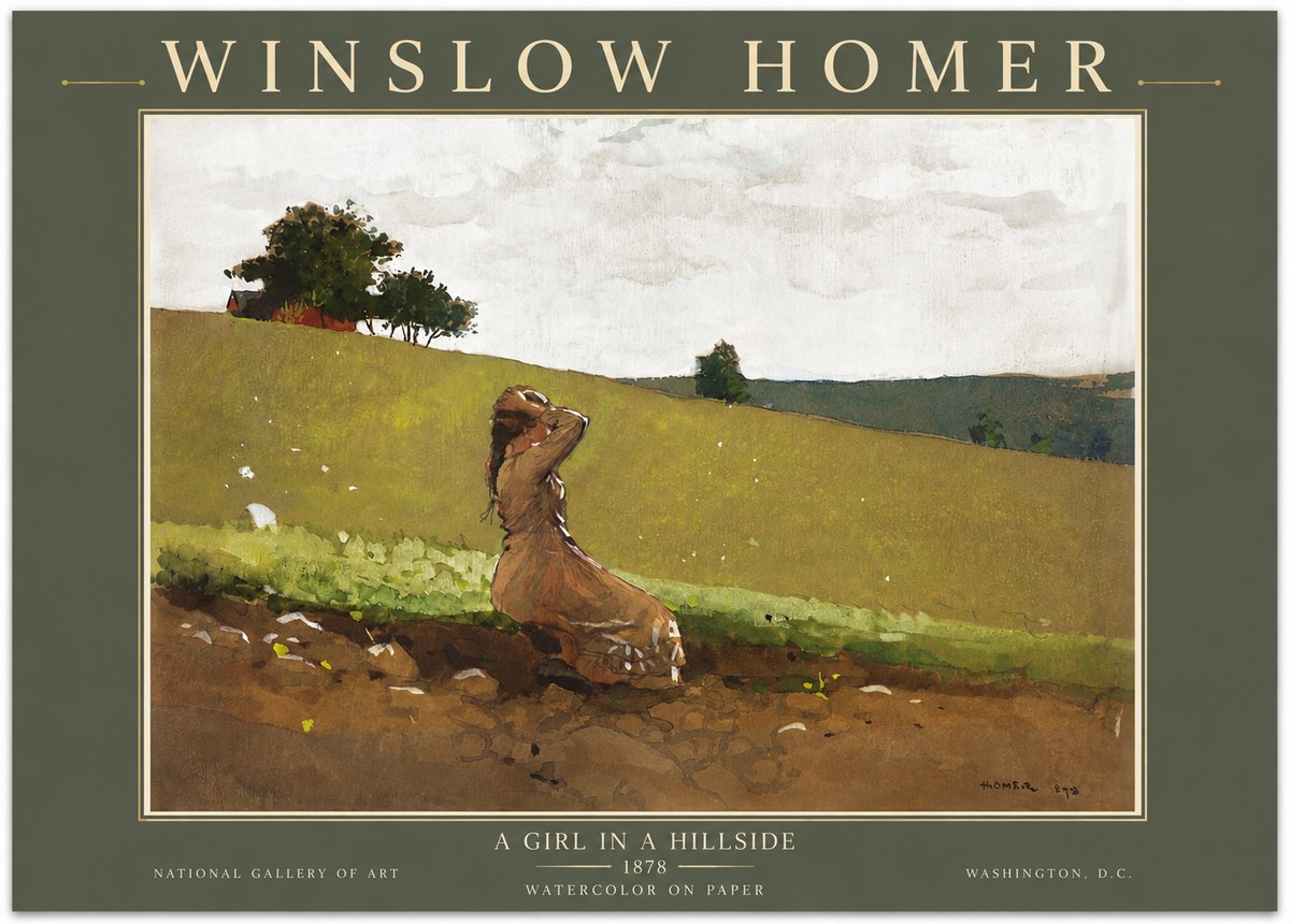 Winslow Homer A Girl in a Hillside No5 - Juliste
