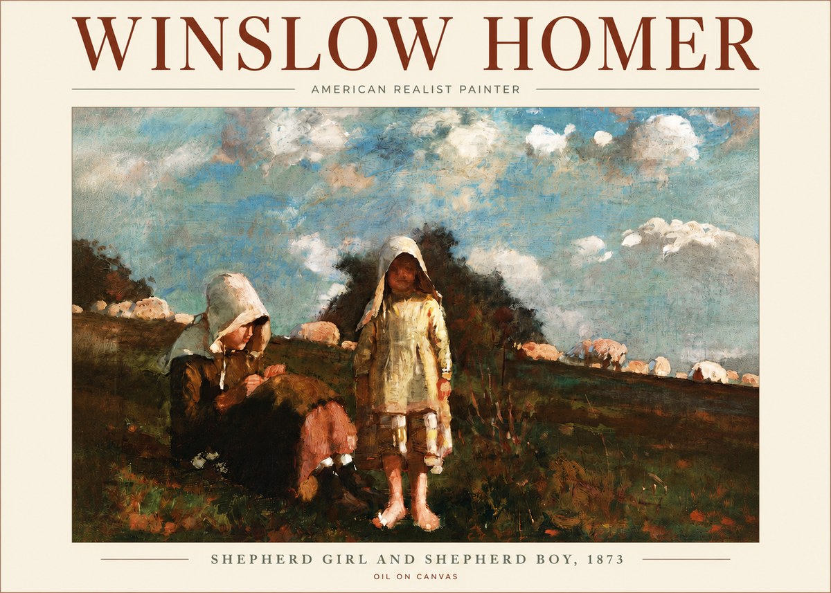 Winslow Homer Shepherd Girl and Shepherd Boy, 1873 No5 - Juliste